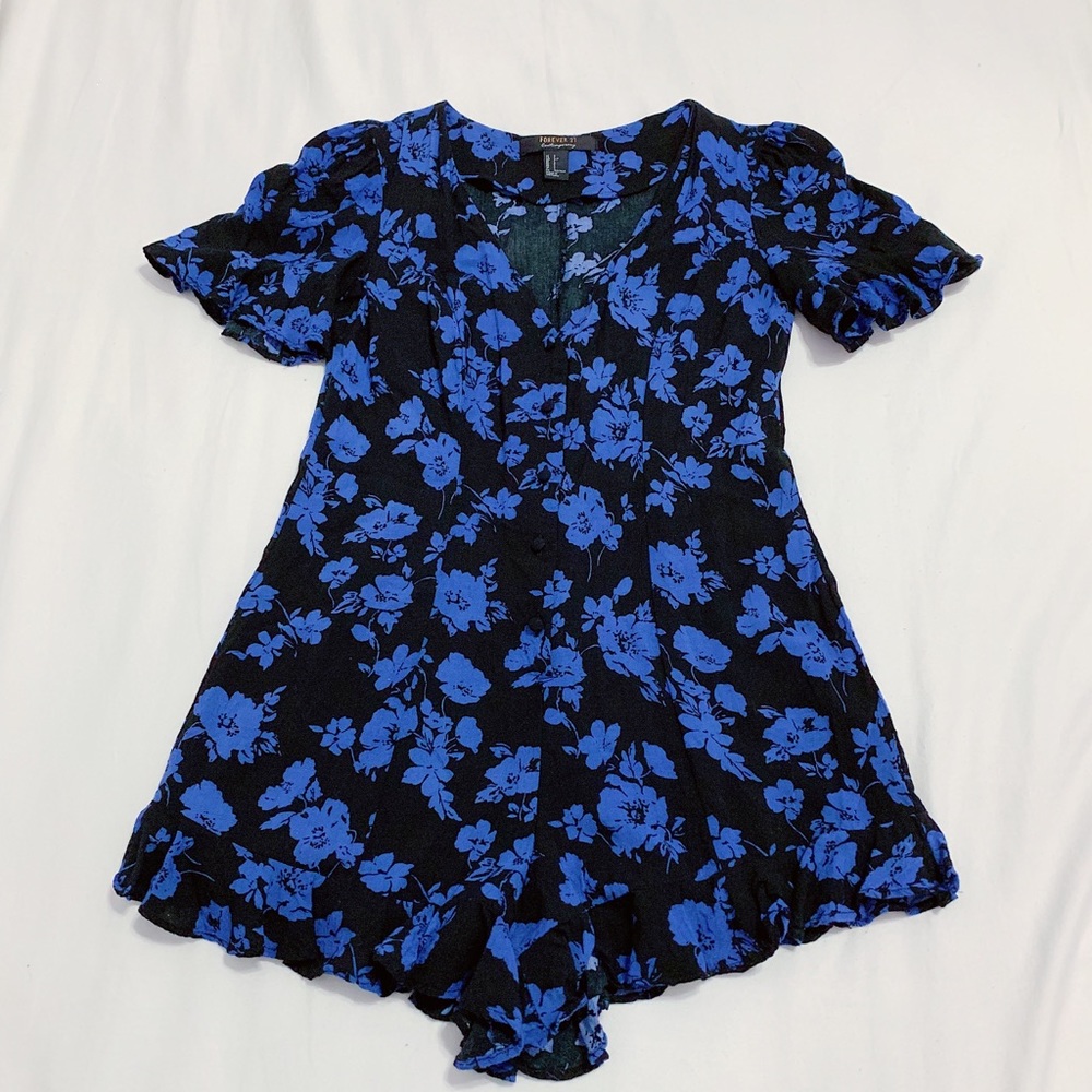 Floral button up romper